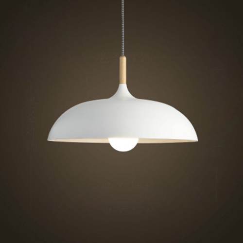 

40W 35cm Minimalist Creative Personality Semi-circular Lid Chandelier Wrought Iron Single-head Restaurant Living Room Hotel Lamps (White)