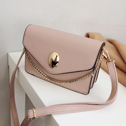 

Oval Buckle PU Leather Single Shoulder Bag Ladies Handbag Messenger Bag (Apricot)