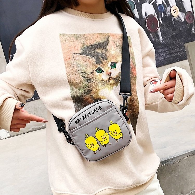

Ducks Pattern Cavans Single Shoulder Bag Ladies Handbag Messenger Bag (Grey)