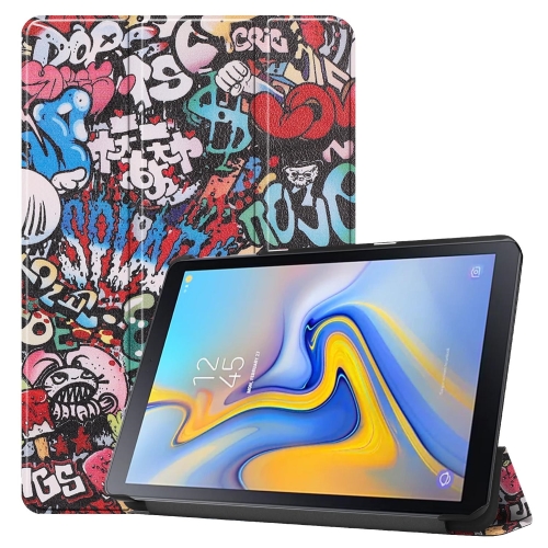 

Graffiti Pattern Colored Painted Horizontal Flip PU Leather Case for Galaxy Tab Advanced2 / T583, with Three-folding Holder