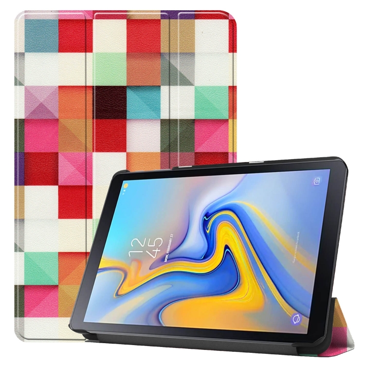 

Magic Cube Pattern Colored Painted Horizontal Flip PU Leather Case for Galaxy Tab Advanced2 / T583, with Three-folding Holder
