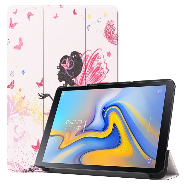 

Butterfly Fairy Girl Pattern Colored Painted Horizontal Flip PU Leather Case for Galaxy Tab Advanced2 / T583, with Three-folding Holder