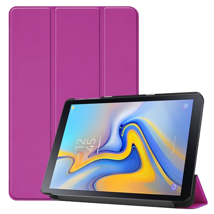 

Solid Color Custer Texture Horizontal Flip PU Leather Case for Galaxy Tab Advanced2 / T583, with Three-folding Holder (Purple)