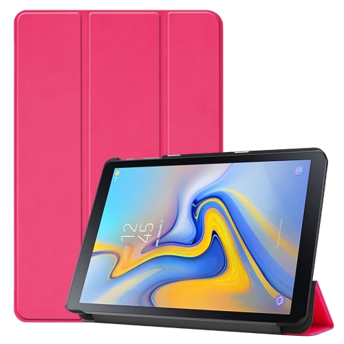 

Solid Color Custer Texture Horizontal Flip PU Leather Case for Galaxy Tab Advanced2 / T583, with Three-folding Holder (Rose Red)