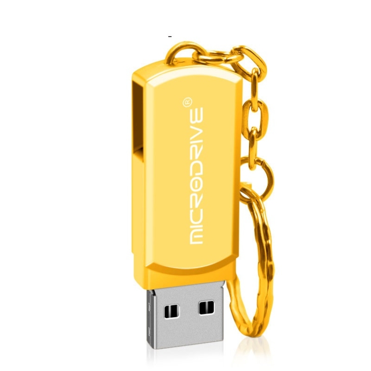 

MicroDrive 32GB USB 2.0 Creative Personality Metal U Disk with Keychain (Gold)