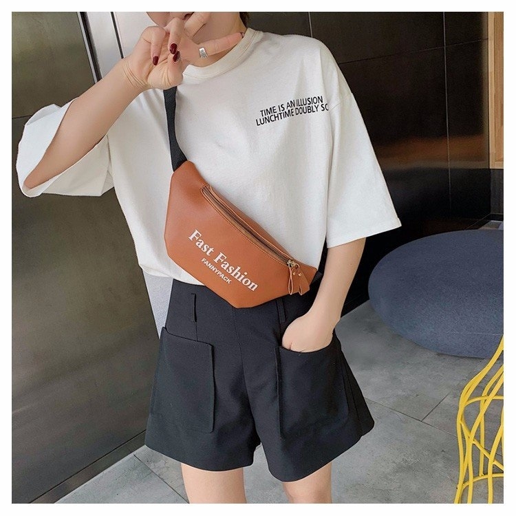 

Fashion PU Leather Single Shoulder Bag Chest Waist Bag Messenger Bag