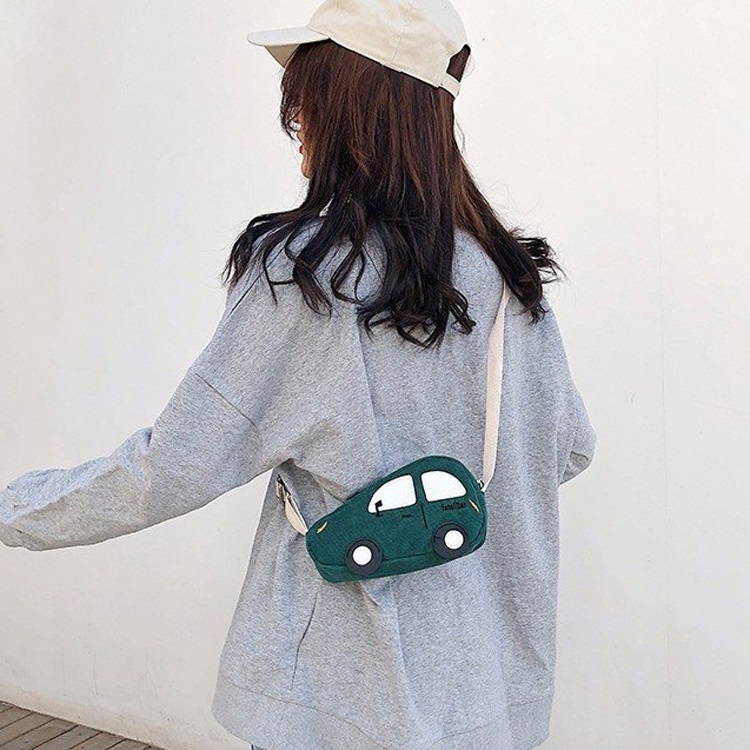 

Car-shape Corduroy Single Shoulder Bag Ladies Handbag Messenger Bag (Green)