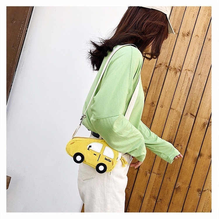 

Car-shape Corduroy Single Shoulder Bag Ladies Handbag Messenger Bag (Yellow)