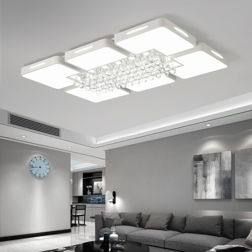 

108W Living Room Simple Modern LED Ceiling Lamp Crystal Light, Stepless Dimming + Remote Control, 120 x 80cm