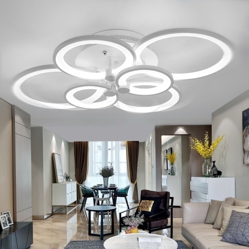 

49W Creative Round Modern Art LED Ceiling Lamp, 6 Heads (White Light)