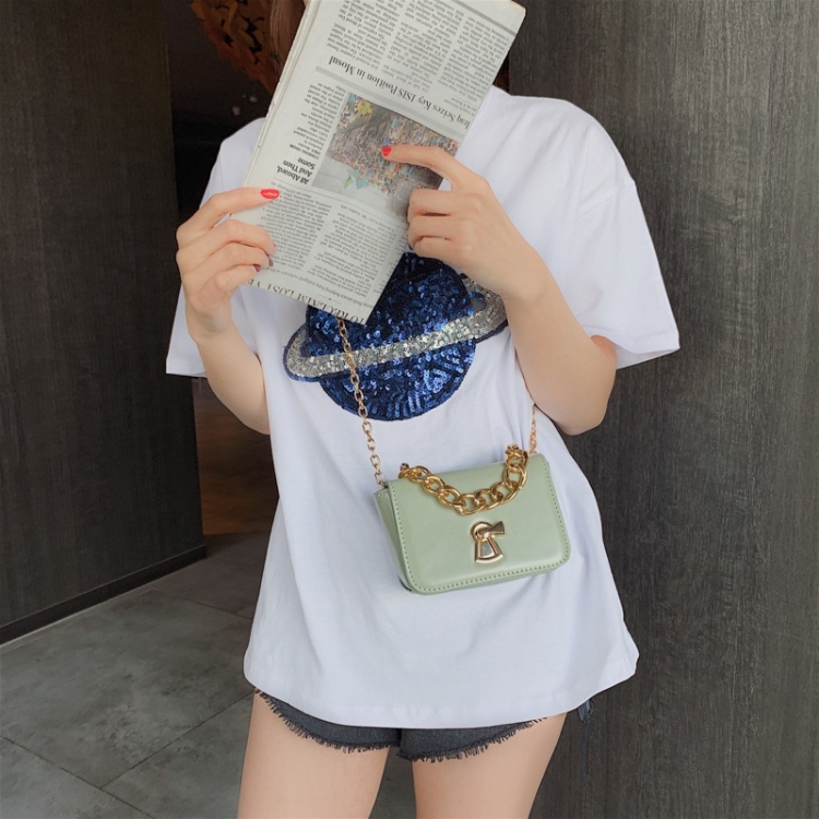 

Fashion Small Square Bag Lock Buckle PU Single Shoulder Bag Ladies Messenger Bag Chain Handbag, Size: S (Green)