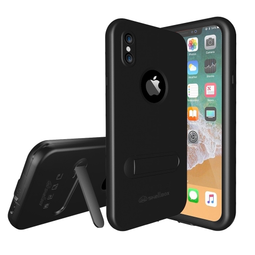 

Shellbox Pro 2m Waterproof 2m Shockproof Dustproof PC Case for iPhone XS / X, with Holder (Black)