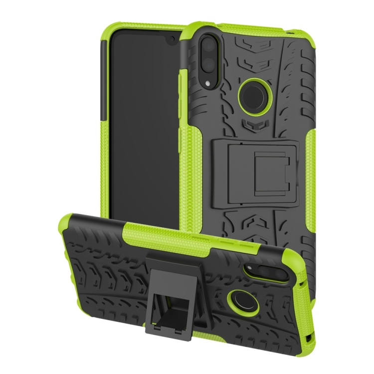 

Tire Texture TPU+PC Shockproof Case for Huawei Y7 Pro 2019 / Enjoy 9, with Holder (Green)