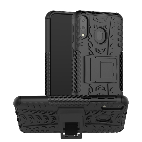 

Tire Texture TPU+PC Shockproof Case for Galaxy M20, with Holder (Black)