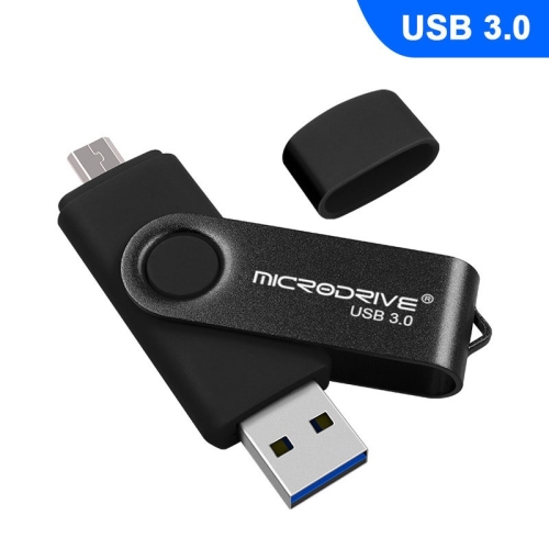 

MicroDrive 32GB USB 3.0 Android Phone & Computer Dual-use Rotary Metal U Disk (Black)