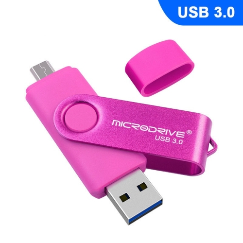 

MicroDrive 32GB USB 3.0 Android Phone & Computer Dual-use Rotary Metal U Disk (Pink)