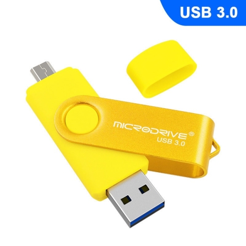 

MicroDrive 32GB USB 3.0 Android Phone & Computer Dual-use Rotary Metal U Disk (Yellow)