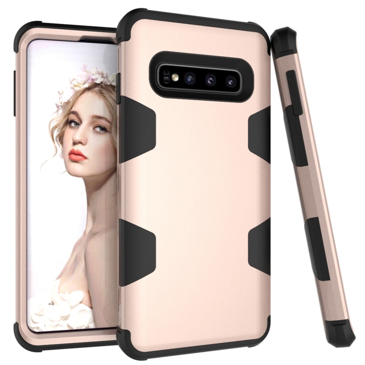 

Contrast Color Silicone + PC Shockproof Case for Galaxy S10 (Gold)