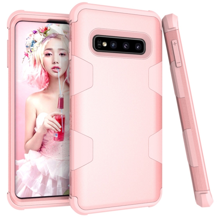 

Contrast Color Silicone + PC Shockproof Case for Galaxy S10 (Rose Gold)