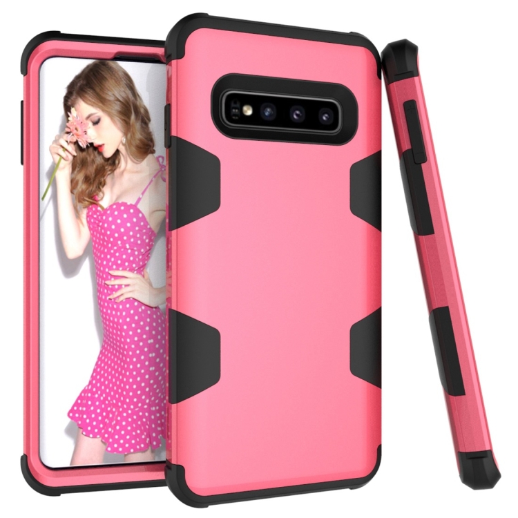 

Contrast Color Silicone + PC Shockproof Case for Galaxy S10 (Rose Red)