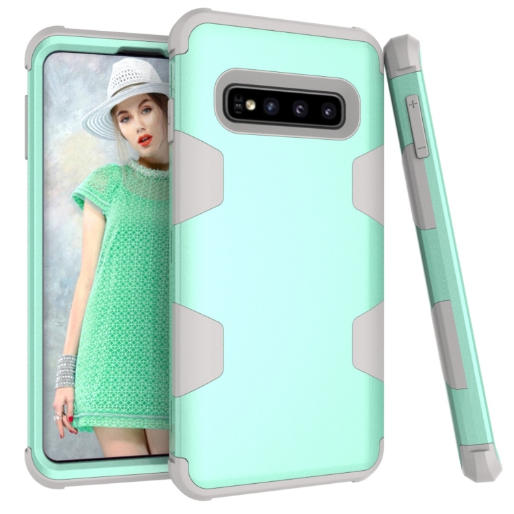 

Contrast Color Silicone + PC Shockproof Case for Galaxy S10+ (Mint Green)
