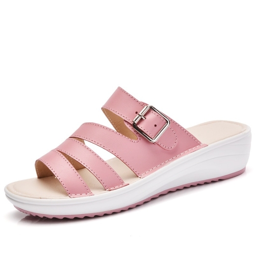 

Flat Open Toe Slip Fashion Casual Beach Sandals and Slippers for Women (Color:Pink Size:38)