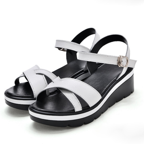 

Casual Wild Wedge Increased Sandals for Women (Color:White Size:38)