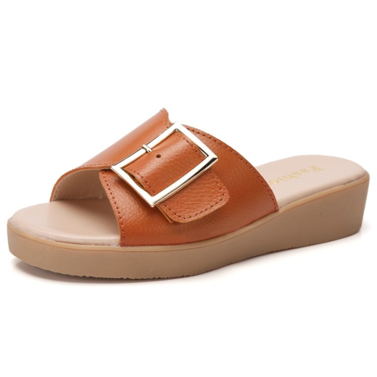 

Casual Simple Non-slip Wear-resistant Square Buckle Beach Slippers Sandals for Women (Color:Orange Size:39)