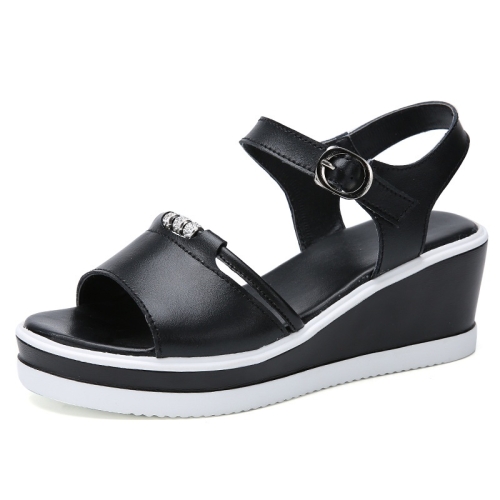 

Increased Thick Bottom Non-slip Wear-resistant Casual Sandals for Women (Color:Black Size:36)