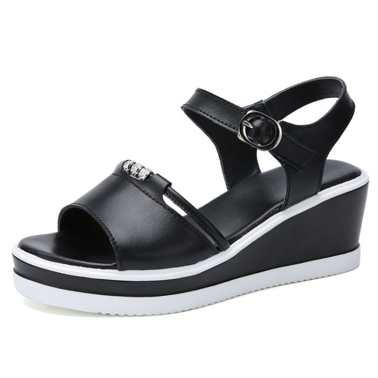 

Increased Thick Bottom Non-slip Wear-resistant Casual Sandals for Women (Color:Black Size:40)