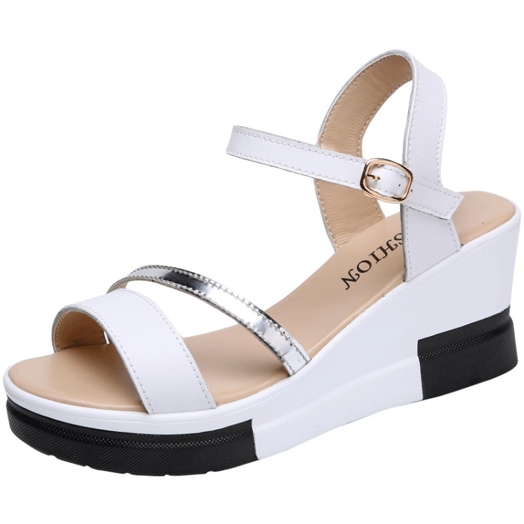 

Wedge Thick Bottom Wild Casual Sandals for Women (Color:White Size:37)