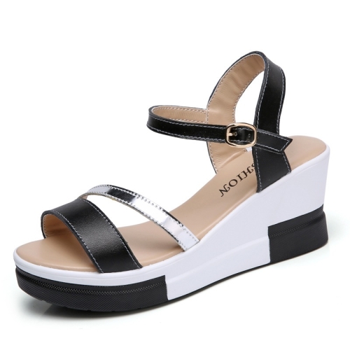 

Wedge Thick Bottom Wild Casual Sandals for Women (Color:Black Size:37)