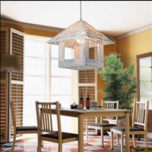 

Chinese Style Square Pavilio Rattan Pendant Lamp Ceiling Lamp for Bedroom Living Room Dining Room