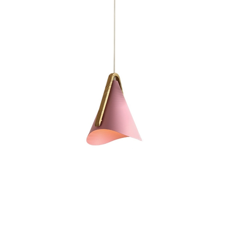 

Vantage Natural Environmentally Friendly Trumpet Shape Wrought Iron Solid Wood Pendant Lamp Ceiling Lamp for Bedroom Living Room Study Dining Room (Pink)