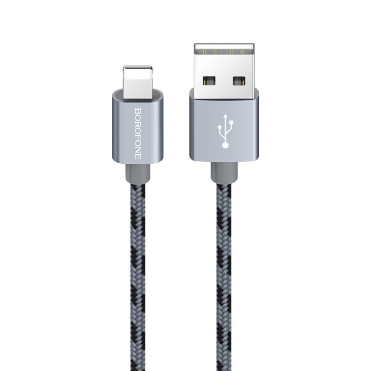 

Borofone BX24 Ring Current 8 Pin to USB Weave Charging Data Cable for iPhone X, iPhone 8 & 8 Plus, iPhone 7 & 7 Plus, iPhone 6 & 6s, iPhone 6 Plus & 6s Plus (Grey)
