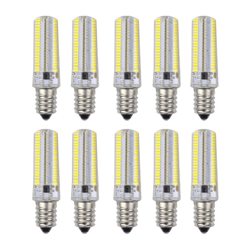 

10 PCS E12 7W 152 LEDs 3014 SMD 600-700 LM Cold White Dimmable Silicone LED Corn Bulbs, AC 220V