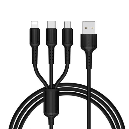 

Borofone BX16 1m 2A 3 in 1 USB-C / Type-C + 8 Pin + Micro USB to USB Charging Data Cable for iPhone, Galaxy, Huawei, LG, HTC, Sony and Other Phones (Black)