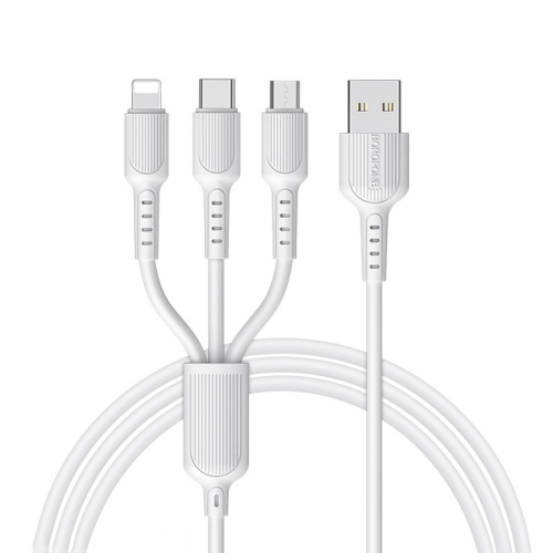 

Borofone BX16 1m 2A 3 in 1 USB-C / Type-C + 8 Pin + Micro USB to USB Charging Data Cable for iPhone, Galaxy, Huawei, LG, HTC, Sony and Other Phones (White)