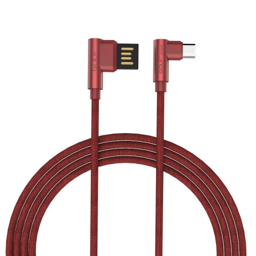 

GOLF GC-48m 1m PUDDING 90 Degree Elbow Micro USB to USB 2.4A Fast Charging USB Data Cable for Galaxy, Huawei, Xiaomi, HTC, Sony and Other Smartphones (Red)