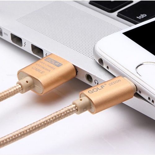 

GOLF GC-10i 2m 8 Pin to USB Charging Data Cable for iPhone 7 & 7 Plus, iPhone 6 & 6s, iPhone 6 Plus & 6s Plus (Gold)