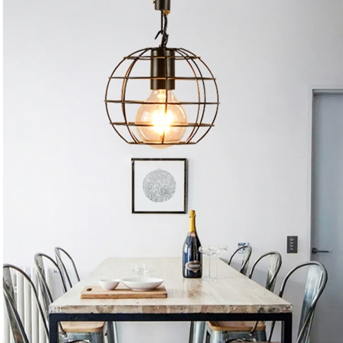 

YWXLight Wrought Iron Art Milimalist Sphere Cage Frame Ceiling Light Pendant Lamp for Restaurant Bar Cafe House
