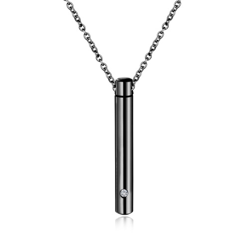 

OPK Titanium Steel Cylindrical Perfume Bottle Necklace (Black)