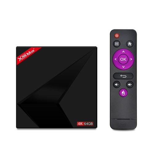 

X88 MAX+ RK3328 4K Ultra HD 64G Android TV Box With Remote Controller, Android 8.1, RK3328 Quad-Core 64bit Cortex-A53, 2.4G /5G Dual-band Wifi, Bluetooth V4.0, EMMC 64GB Flash, 4GB SDRAM (Black)