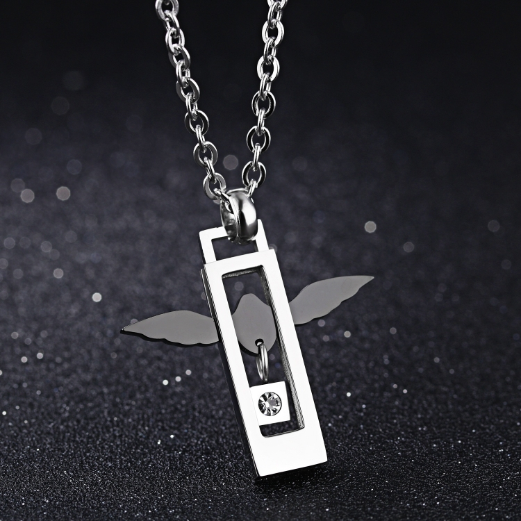 

OPK Fashion Angel Love Couple Titanium Steel Necklace, Pendant + Chain(Men)