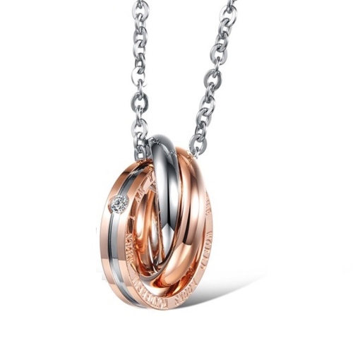 

OPK Interlocking Titanium Steel Couple Pendant without Chain (Rose Gold)