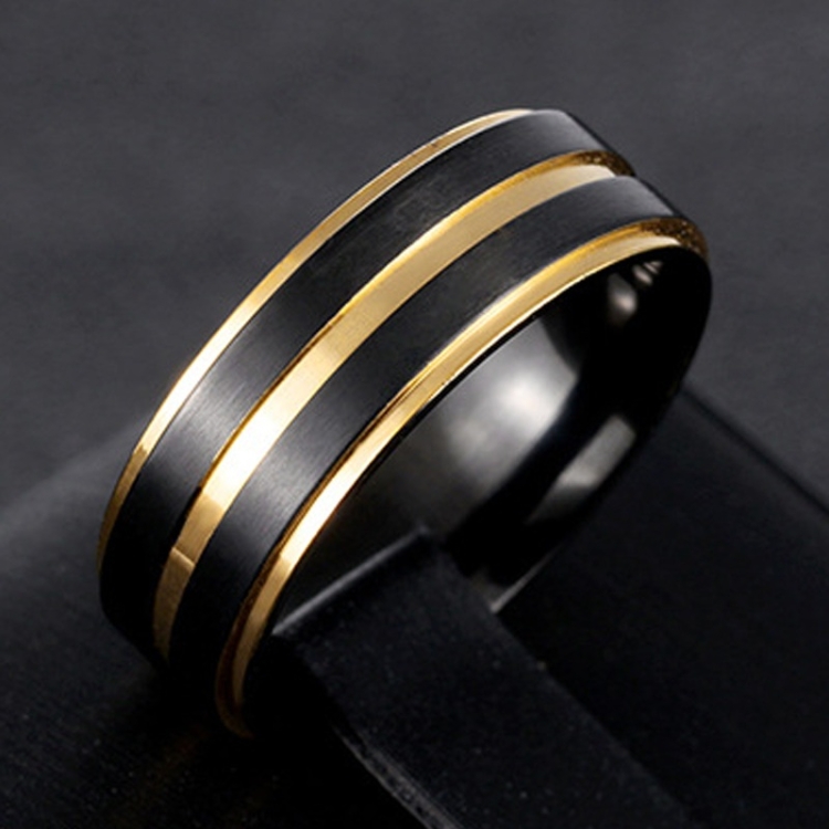 

OPK Lasha Plating Double Titanium Steel Groove Ring for Men (Color:Gold Size:7)