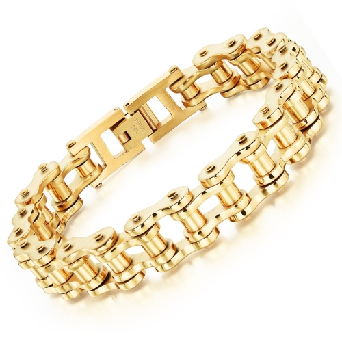 

OPK Titanium Steel Rock Personality Chain Bracelet, Chain Length: 21.5cm (Gold)