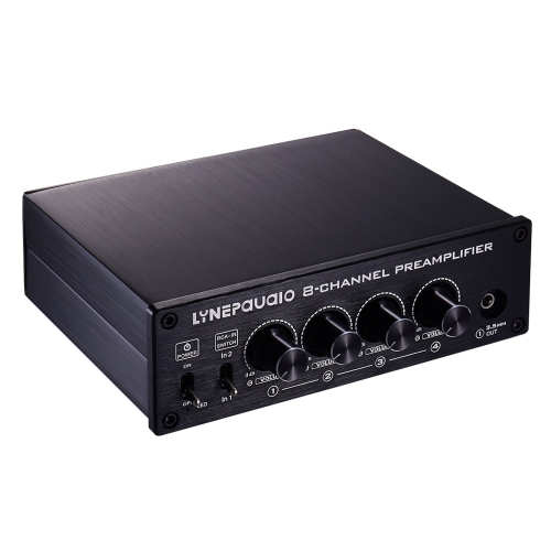 

LINEPAUDIO B981 Pro 8-ch Pre-amplifier Speaker Distributor Switcher Speaker Comparator, Signal Booster with Volume Control & Earphone / Monitor Function (Black)