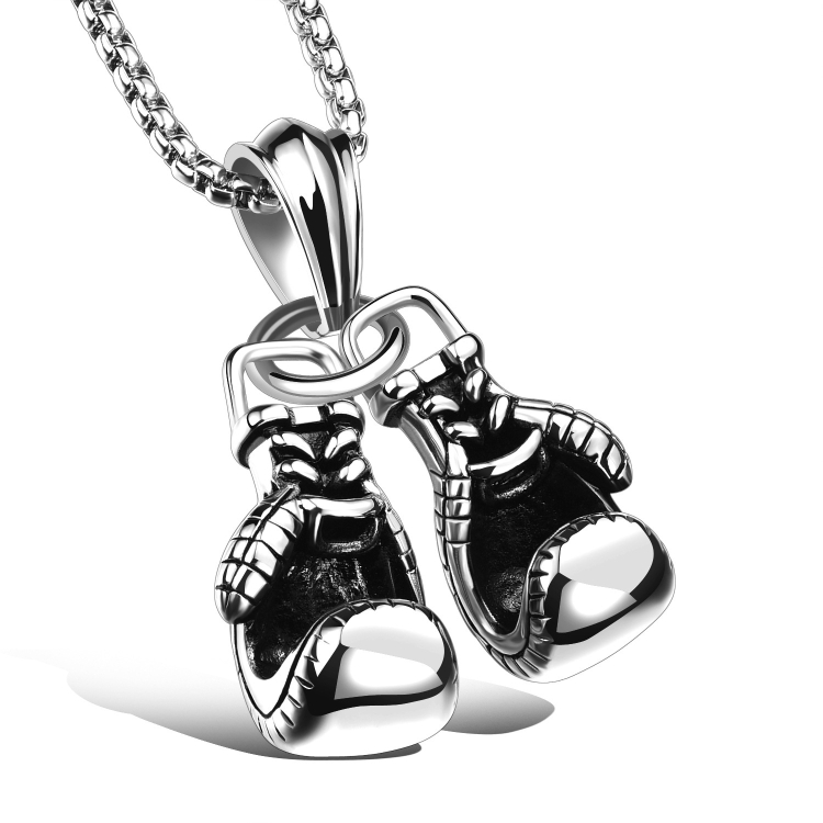 

OPK Double Glove Titanium Steel Pendant Necklace, Chain Length: 55cm (Steel Color)