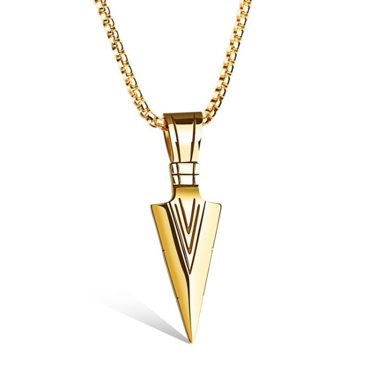 

OPK Personality Spear Stainless Steel Necklace for Men, Chain Length: 55cm(Gold)